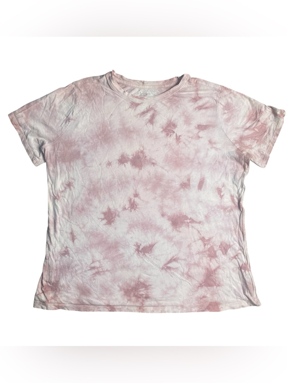 Athleta Organic Daily Crew Tie-Dye T-Shirt in Crystal Dye Palermo pink 1X plus